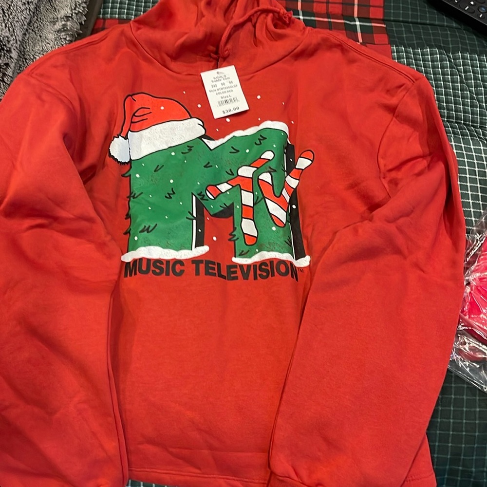 MTV Holiday hoodie sz Lg NWT